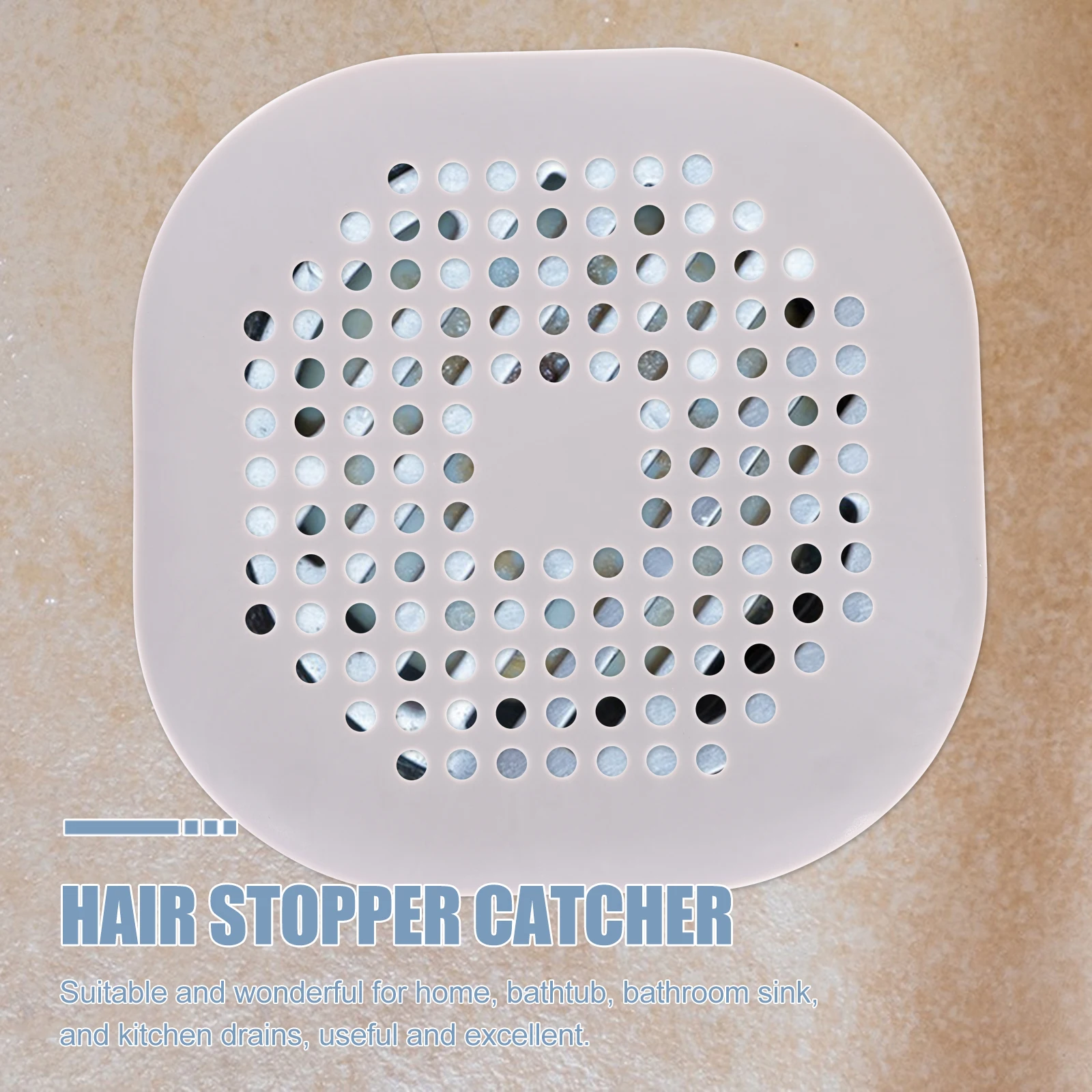 

2pcs Square Hair Catcher Drain Cover For Bathroom Shower Bathtub Kitchen Thickened Easy Install Removable Hair Debris Odor