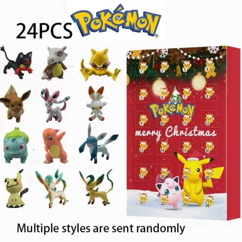 Pok é Mon Pocket Monsters Christmas Box Pok é Mon Pet Elf Christmas Blind Box 24pc Mystery Box Birthday Gift Pikachu Random