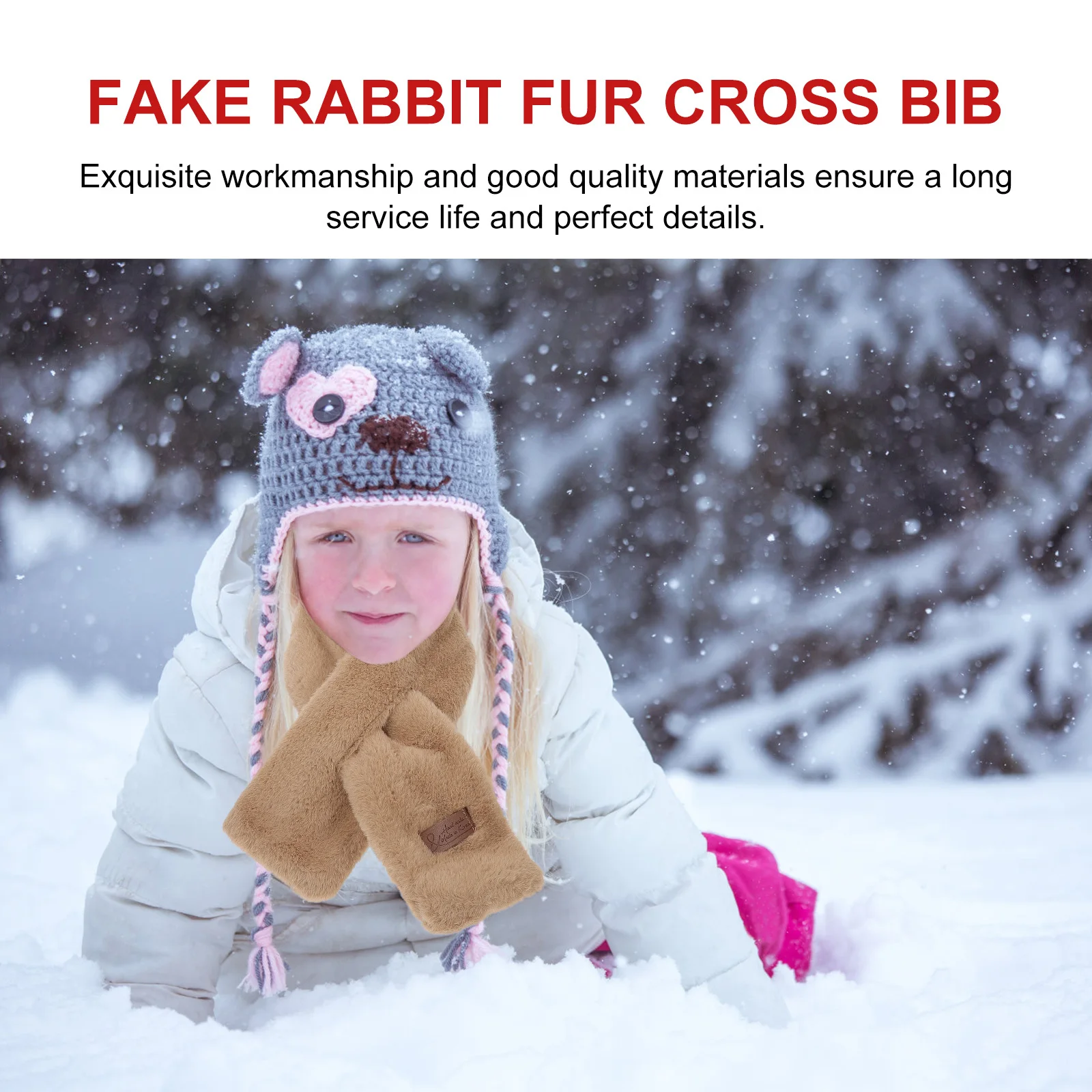 

1pc Winter Rabbit Collar Neck Wrap Collar Scarf For Cold Cross Neck Wrap Weather Soft Thick Furry Cross Scarf