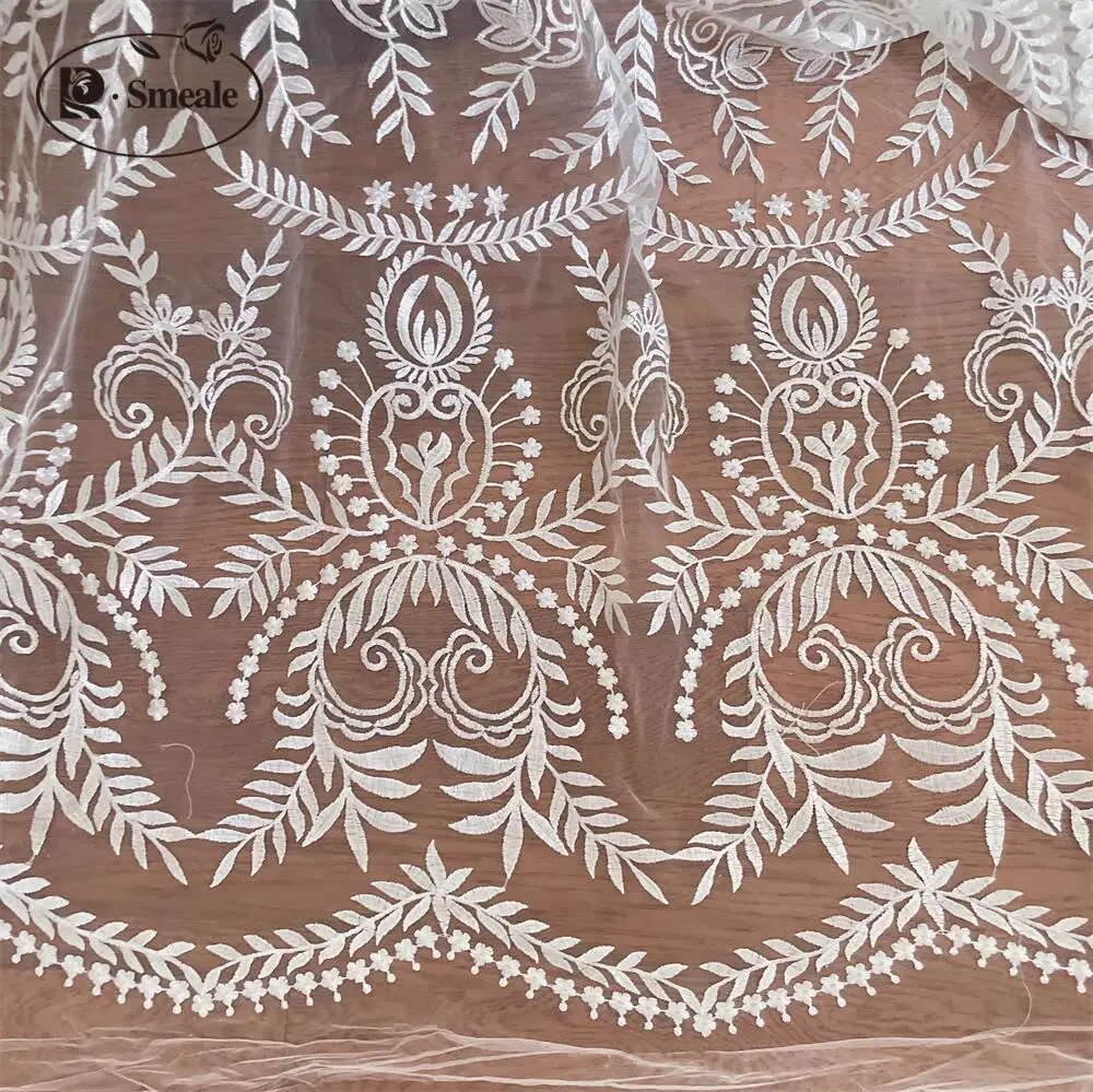 Mit Pailletten bestickter Spitzenstoff, große Blumen, Hochzeitskleid, DIY-Accessoires, weiße Haut, RS4043 – Detail 4