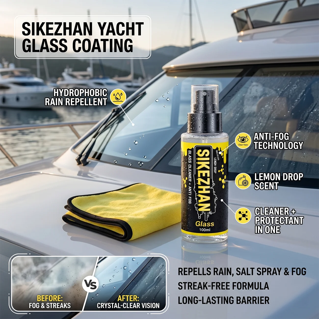 สเปรย์ป้องกันฝ้าและน้ำยาทำความ - Glass Cleaner Streak บทวิจารณ์และราคา