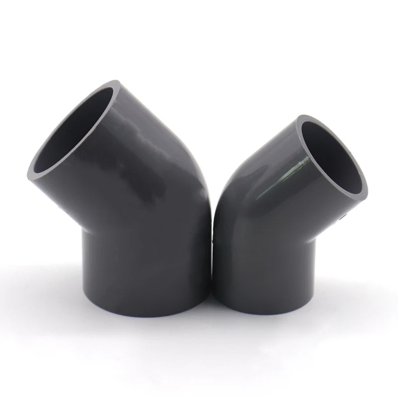 2Pcs Grey I.D 20-63mm PVC 45 Degree Elbow Pipe Connectors Garden Irrigation Plastic Tube Joint  Adapter Water Pipe Fittings