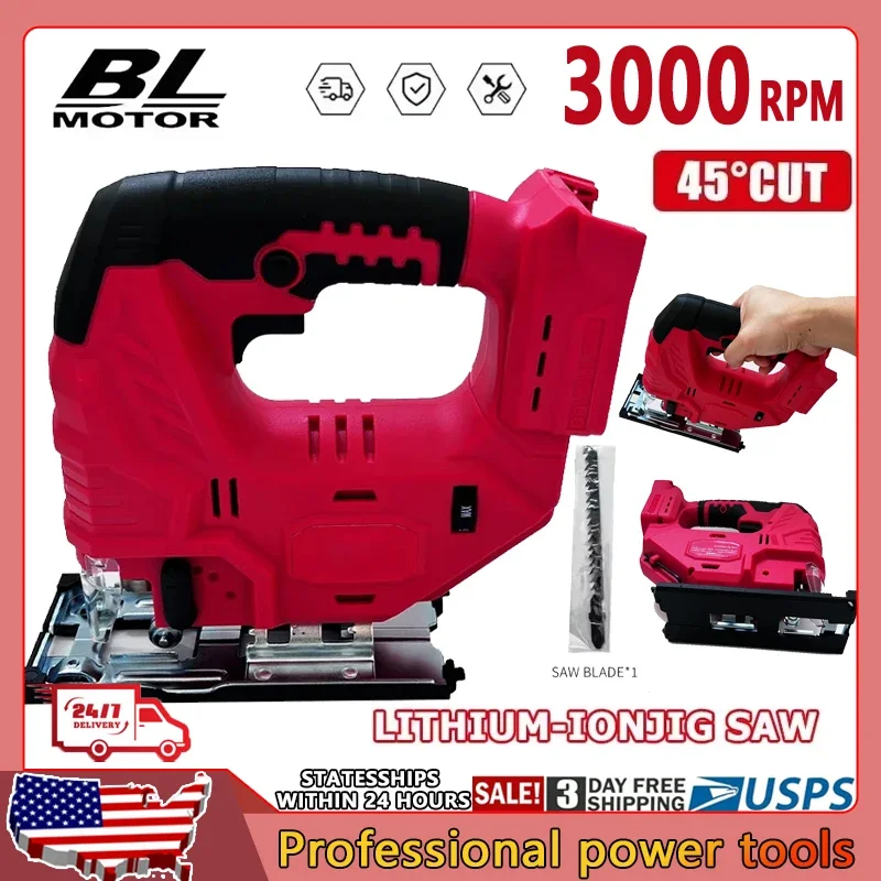 

Аккумуляторный бесщеточный лобзик Milwaukee 3000 об/мин, портативный регулируемый электроинструмент для деревообработки, для аккумулятора 18В