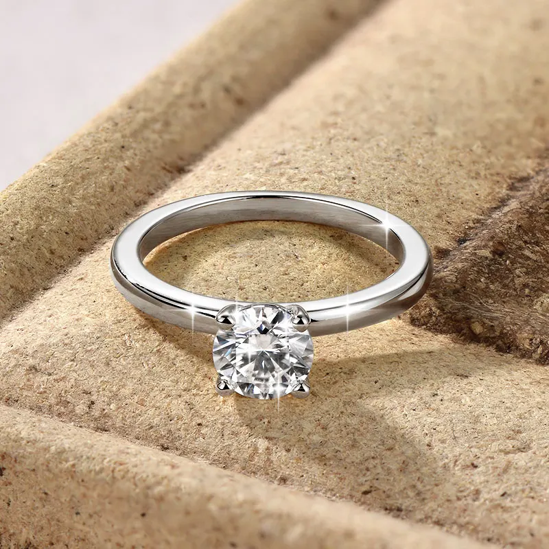 IOGOU Solitaire 1,0 CT 6,5 mm D Moissanit-Diamantringe, 14 Karat Gold gefüllt, klassischer Hochzeits-, Verlobungs- und Versprechensring für Damenschmuck – Detail 10