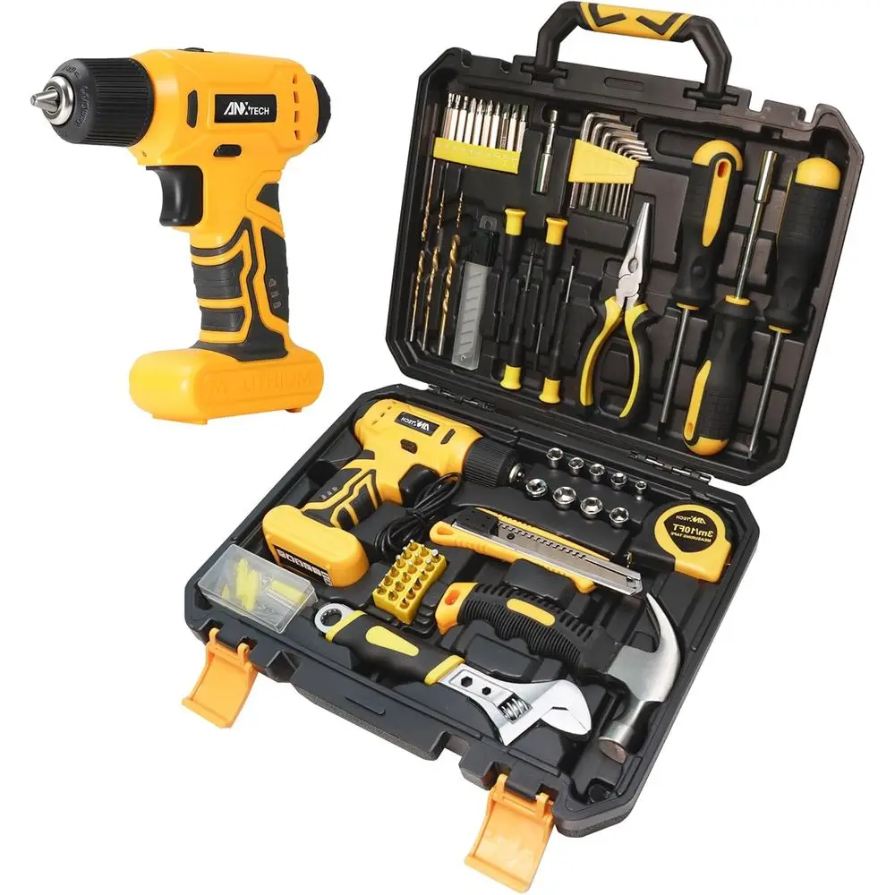 

Drill Set, 154 Piece Tool Kit with 8V Power Cord Drill, Portable Toolbox Storage Case for Home, Car, Garage Repair