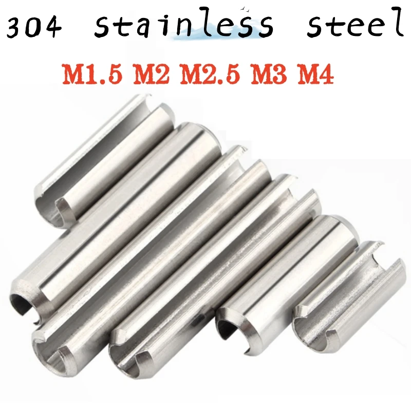 20-100pcs M1.5 M2 M2.5 M3 M4 Spring-Type Straight Pins 304 Stainless Steel Spring Elastic Cylindrical Cotter Pin Dowel GB879