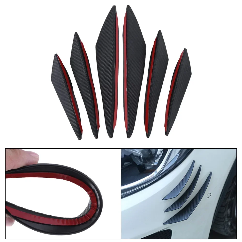 6pcs Front Bumper Lip Rubber Fin Splitter Spoiler Canard Valence Sticker Universal Rubber Decoration Diffuser Splitter Fins