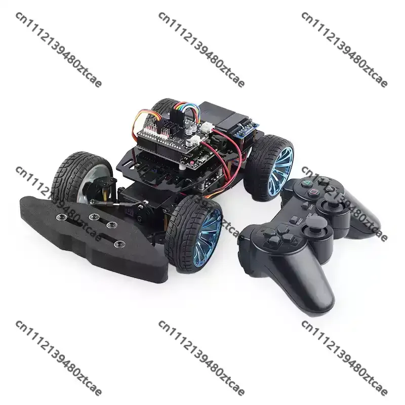 Metal 4-wheel Smart Car Chassis Servo Steering Rear Drive Arduino Compatible Electronic Competition Robot DIY Kit