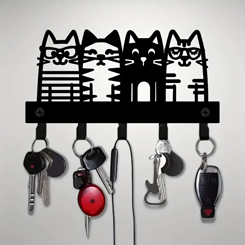 CIFBUY Cute Cat Iron Wall Hooks Durable Metal Key Hanger Easy Install Fashionable Decorative Organizer for Small Spaces