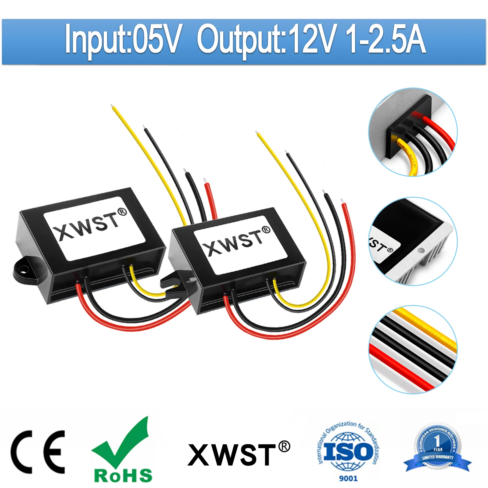 XWST 3v-11v to 12v 3V 4V 5V 6V 7V 8V 9V 10V 11V to 12v DC DC Converter Waterproof Step Up Boost Power Converter 12v Regulator