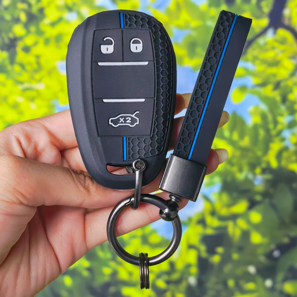 Comfort Skin‑Friendly Silicone Key Fob Case With Keychain For Alfa Romeo Stelvio Giulia 2017 2018 Auto Remote Fob Accessories