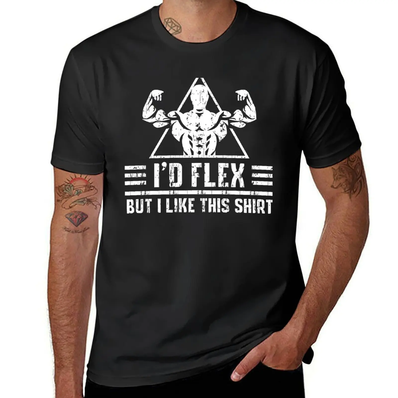 I Would Flex But I Like This Shirt Funny Weight Lifting Tee T-Shirt anime shirts graphic tees Blouse designer t shirt men