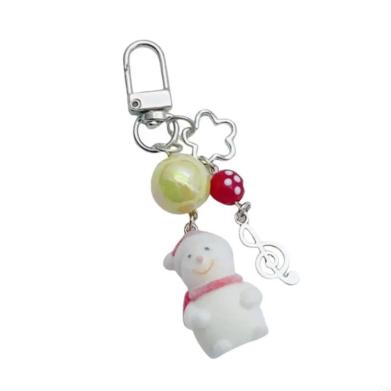 C71E Festive Snowman Ornament Keychain Charm Presing para decoración vacaciones