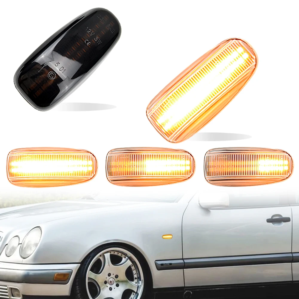 2PCS Dynamic Flowing LED Turn Signal Light Side Marker Sequential Blinker Light For Mercedes BENZ E-Class W210 C-Class W202 W208
