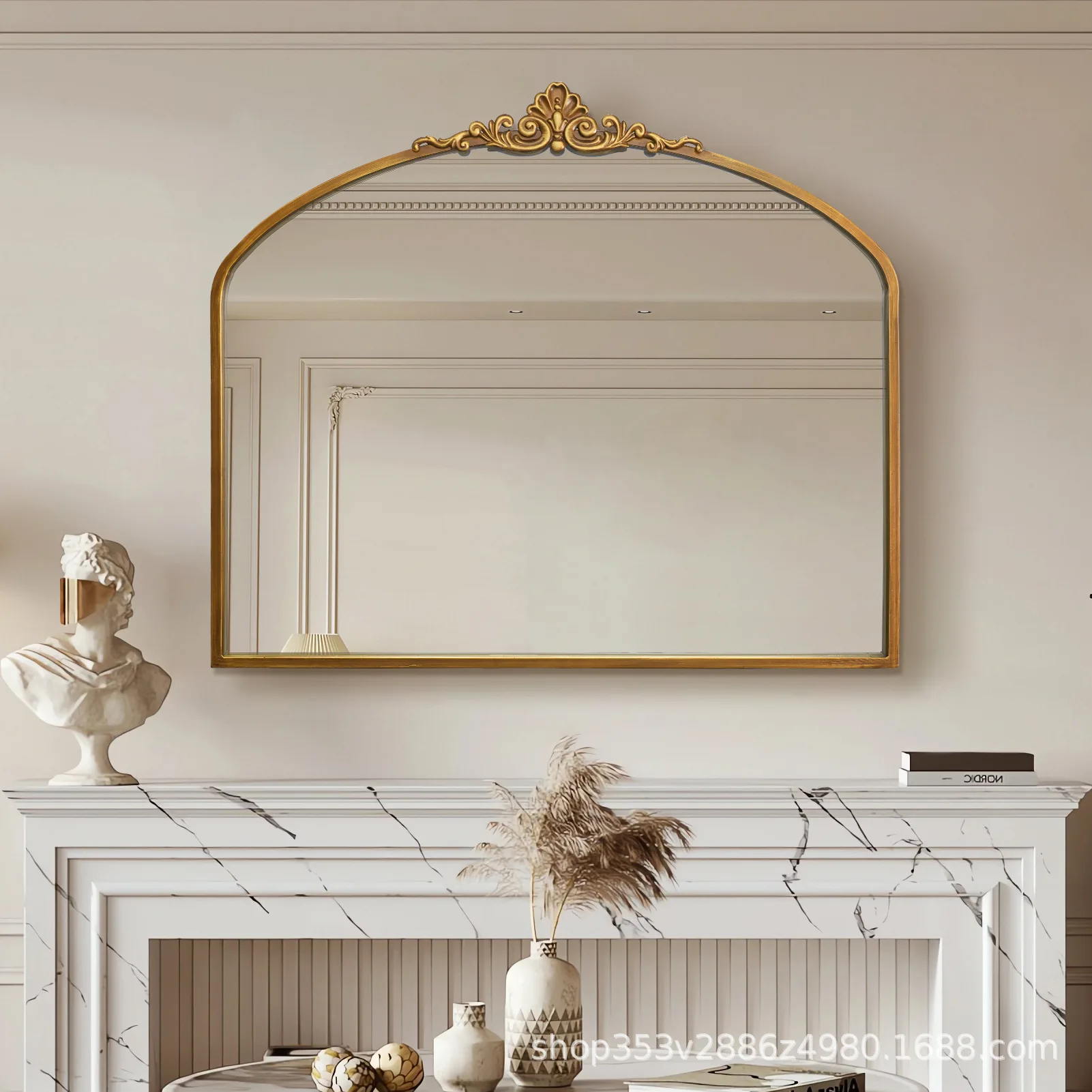 Living room decorative makeup mirror high definition glass antique fireplace foreign trade handmade retro engraved