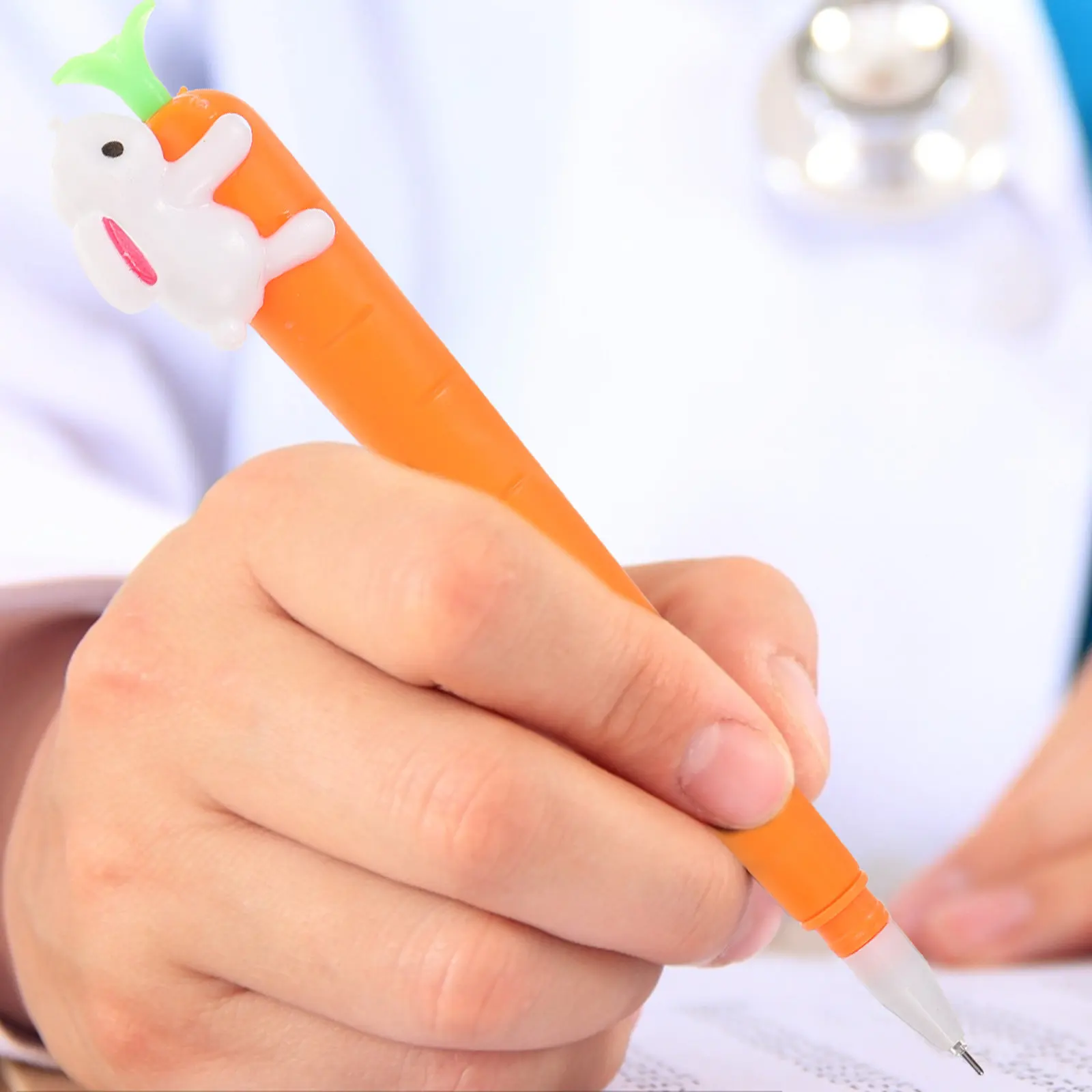 

15Pcs 05Mm Gel Ink Pens Neutral Ink Carrot Shape Cartoon Rabbit Pattern Novelty Writing Pens for Students 0.5mm Pen