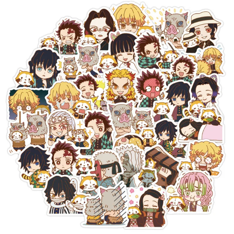 

10/40pcs Anime Demon Slayer Graffiti Glasses Cups Waterproof Pencil Cases Skateboard Travel Suitcase Phone Laptop Luggage