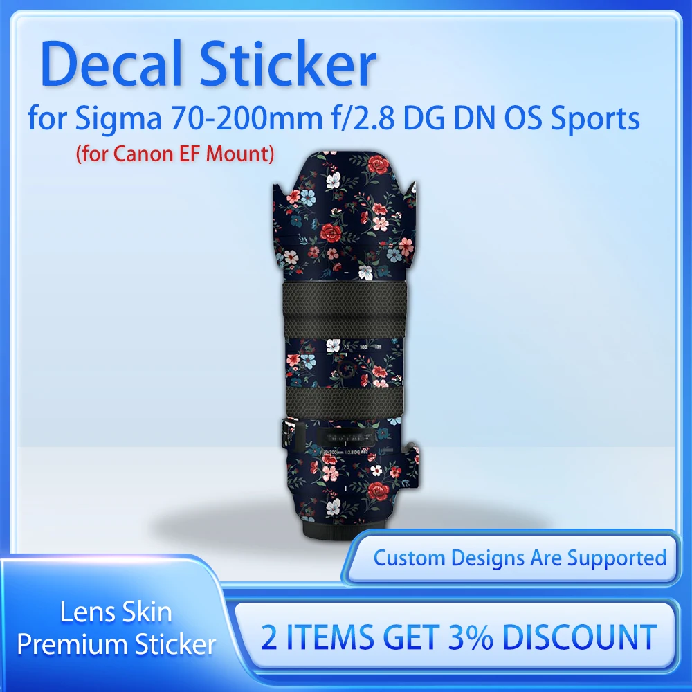 

Спортивная наклейка на объектив Sigma 70-200 мм f/2,8, наклейка на кожу для Canon EF Mount Decal Skin 70200, защитная пленка, пленка на кожу, покрытая