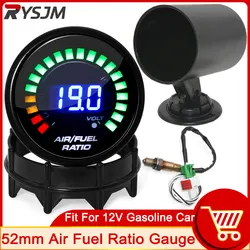 HD 52mm Digital Air Fuel Ratio gauge boost Narrowband O2 Oxygen Sensor AFR boost controller for 12V Car Voltmeter Car Gauge