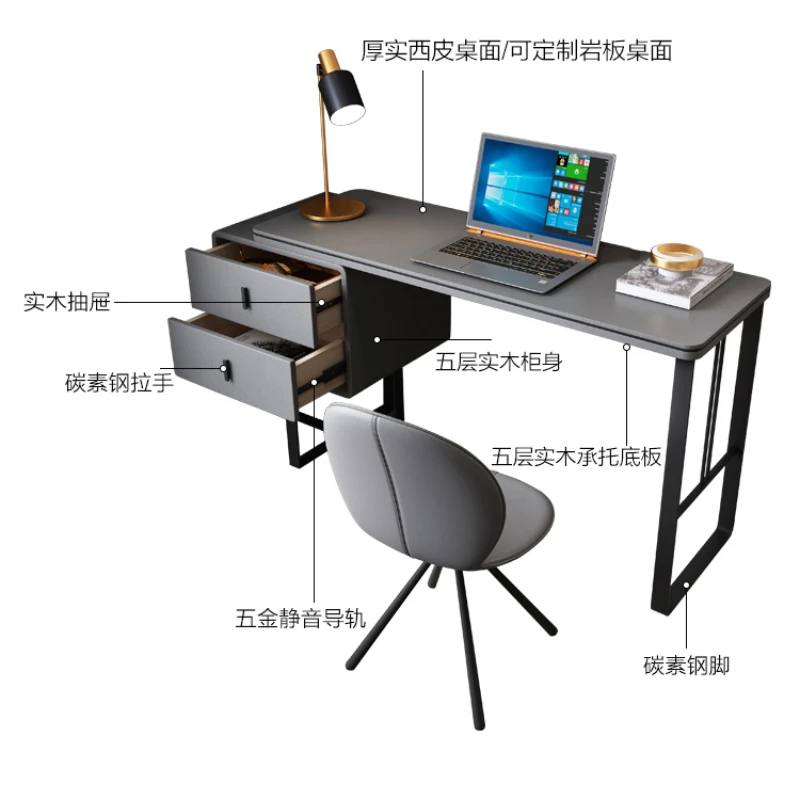 Italian Luxury Office Desk Modern Simplicity Wood Home Boss Office Desk Computer Bedroom Bureaux Meuble Work Furniture QF50OD