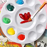 Plastic Art Painting Palette, Oval Multi-Well Mixing Tray for Watercolor Acrylic Oil Paints, Multiple Models Available 5