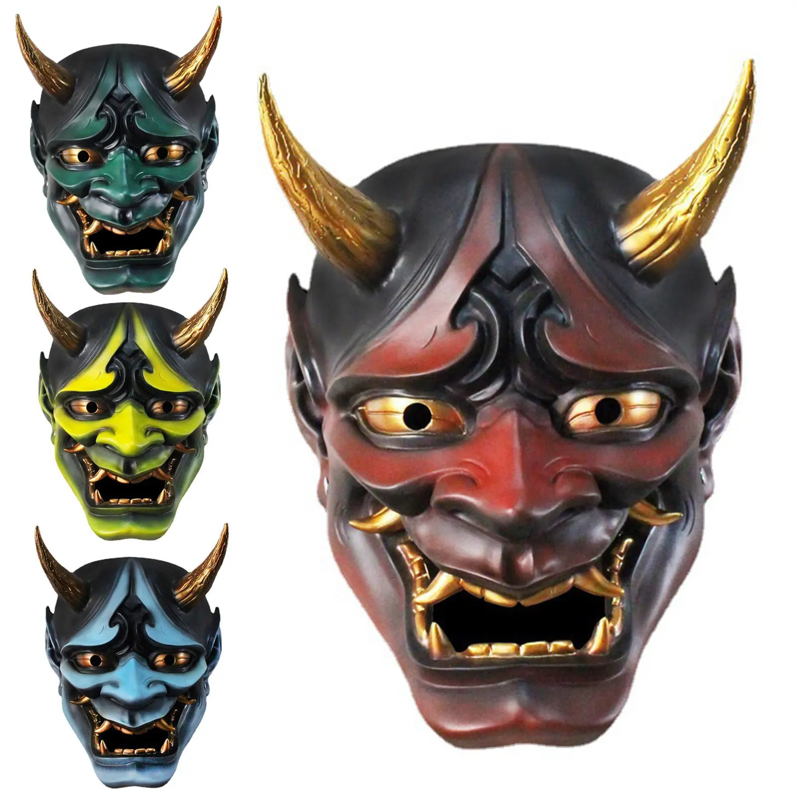 

New Japanese Monster Devil Hannya Noh Kabuki Demon Oni Samurai Resin Mask Full Face Halloween gifts