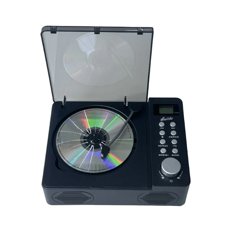 

Портативный CD-плеер B29C с двумя динамиками, ретро-дизайн, Bluetooth 5.3, интегрированный CD-плеер высокого класса, аудио, USB, TF-карта, FM, AUX, черный