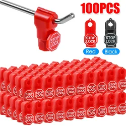 Serrures antivol en plastique, crochet à cheville rouge, verrouillage d'arrêt, panneau perforé, magasin de détail, supermarché, noir, rouge, 5mm, 6mm, 100 pièces