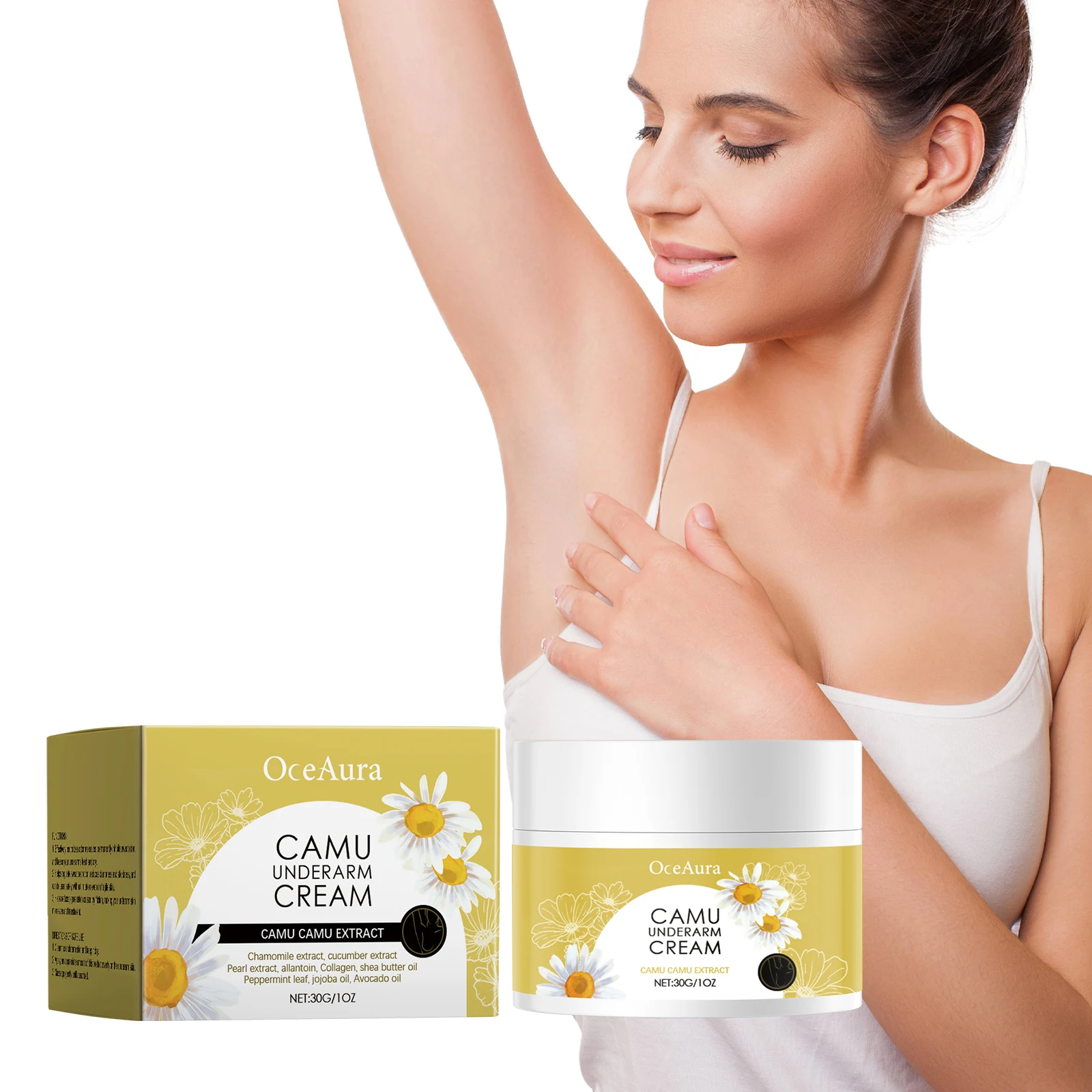 

OceAura Underarm Cream Chamomile Armpit Sweat Remover Armpit Antiperspirant Odor Eliminator Refreshing Cucumber Deodorant Cream