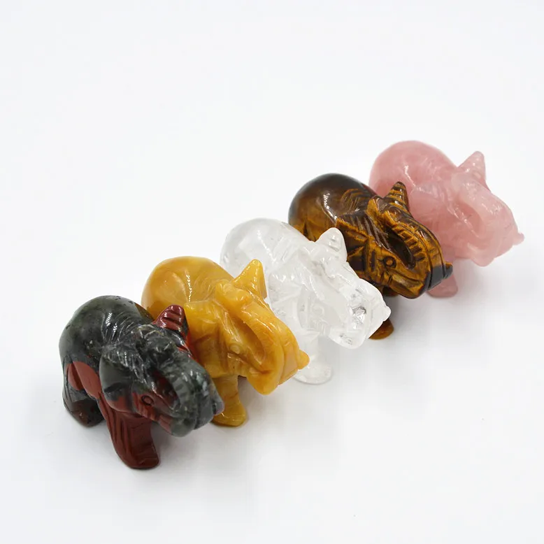 Natural Stone Crystal Elephant Carved Handicraft Cross Border Wholesale Home Decor Display Piece