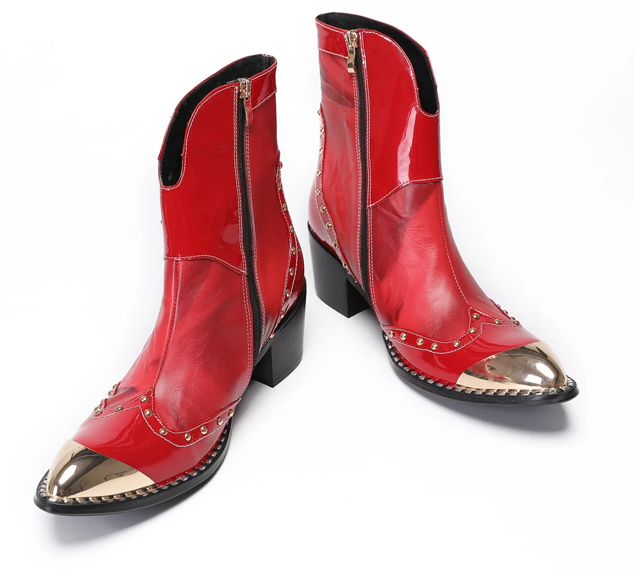 BOARD Frühling Heels Leder Männer Stiefel Spitz männer Kleid Stiefel Männer Höhe Verstorbene männer Rote Hochzeit Schuhe niet Stiefel – Detail 8