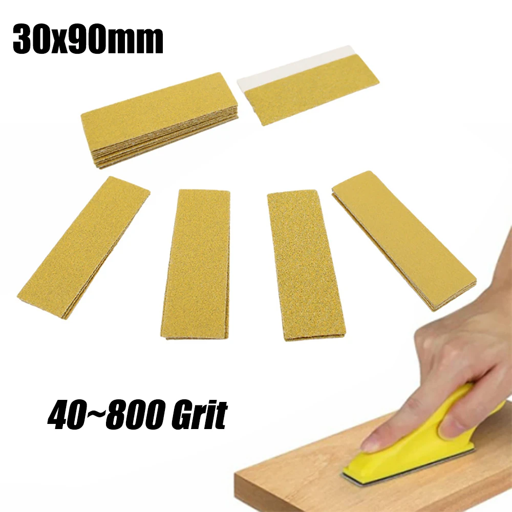 

30x90mm Mini Sandpaper Kit with Hook and Loop Sanding Block 15/20/71 Pcs Assorted 40/60/80/240/600/800 Grits for Wood Polishing