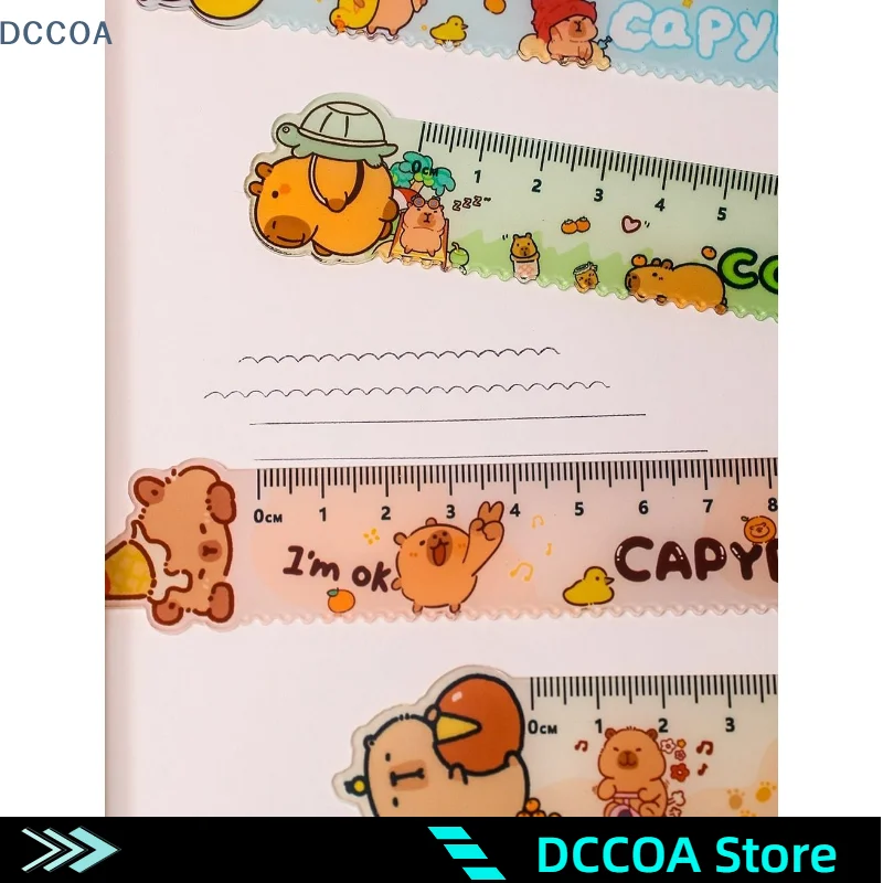 1Pcs Random Straight Ruler Creative Capybara Ruler Wavy Lines Drawing Tools Student Stationery Office Supplies Gift