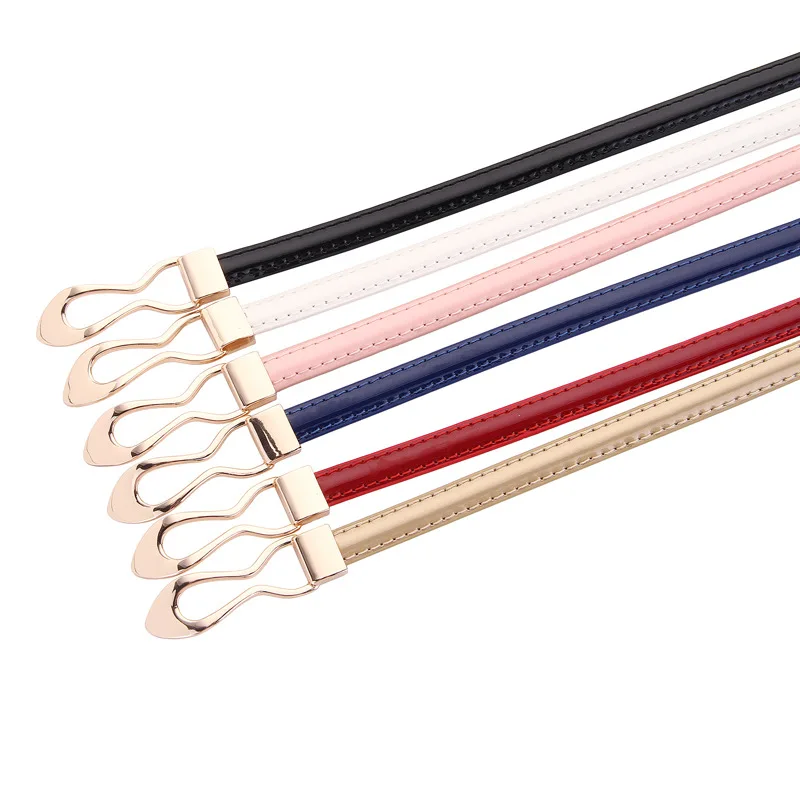 Sabuk Kulit Asli Tipis untuk Wanita, Sabuk Pinggang Modis untuk Gaun dan Celana