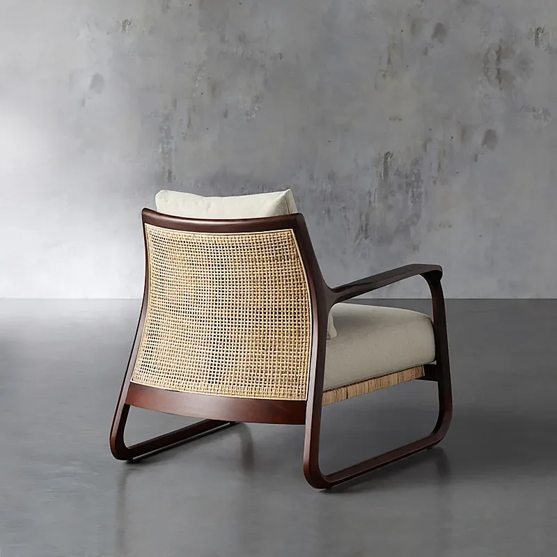 Living Room Home Hotel Single Sofa Chair Simple Rattan Chair South East Asia Solid Wood Dining Chair