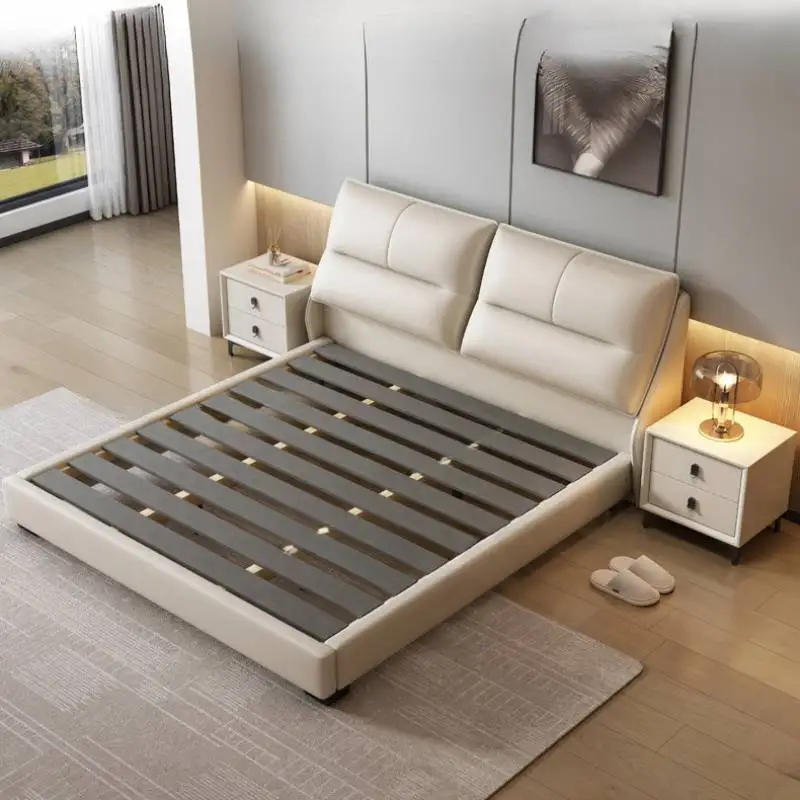 

Elegant Double Bed Frame Wood Modern European Luxury Queen Twin Bed Frame King Size Under Storage Cama Moderno Lujo Furniture