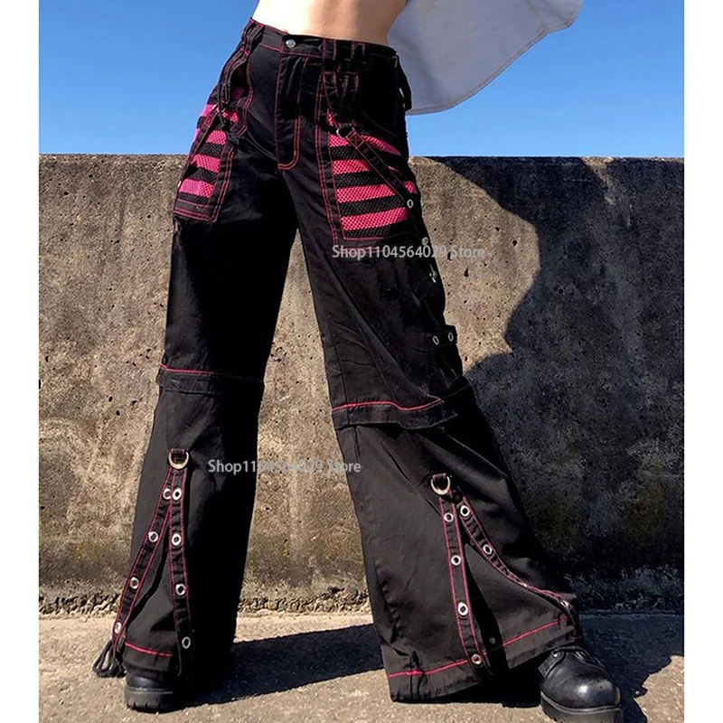 Gothic Women Pants Techwear Hippie Baggy Trousers Mom Goth Punk Black Cargo Pants Cyber Y2k Pants Academic Dark Clothes