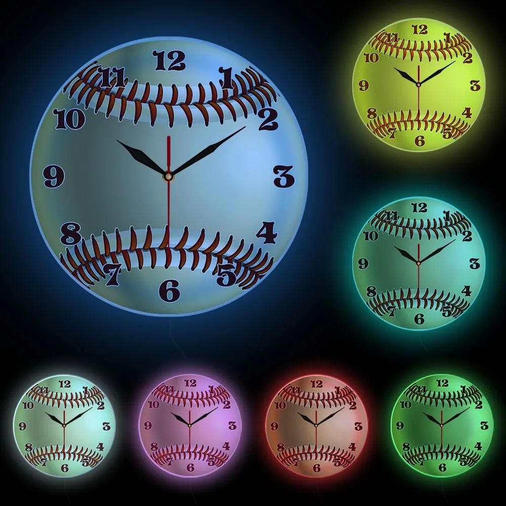 Baseball Custom Name 3D Wall Clock Sports Room Wall Decor Personalized Your Name Baseball Design Acrylic Printed Wall Clock