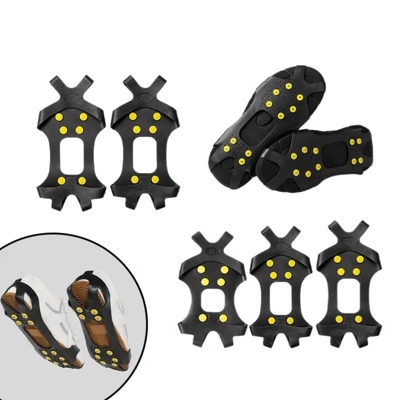 1Pair 10 Studs Anti-Skid Snow Ice Gripper Climbing Shoe Spikes Grip Cleats Overshoes Crampons Spike Shoes Crampon Anti-Fall