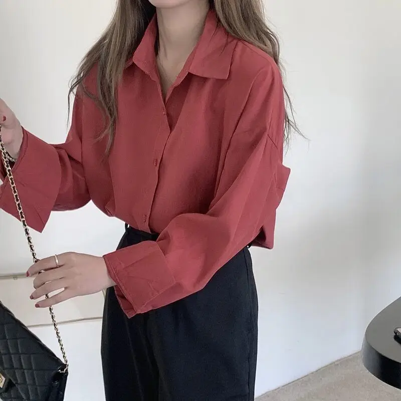 

Весенне-осенний женский топ на пуговицах, красивые в акциих, изысканные элегантные корейские стильные новинки 2025 года, рубашки и блузки для женщин