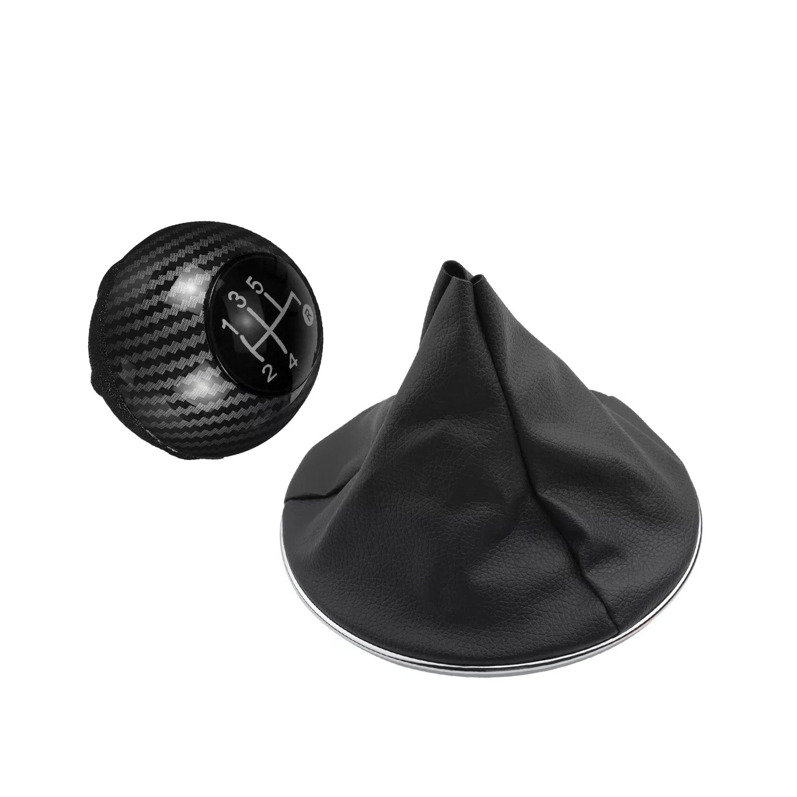 5-Speed for shifter Carbon Fiber for shifter Direct Replacement Gaiter Boot Metal Components PU Leather Cover Black Carbon Fiber