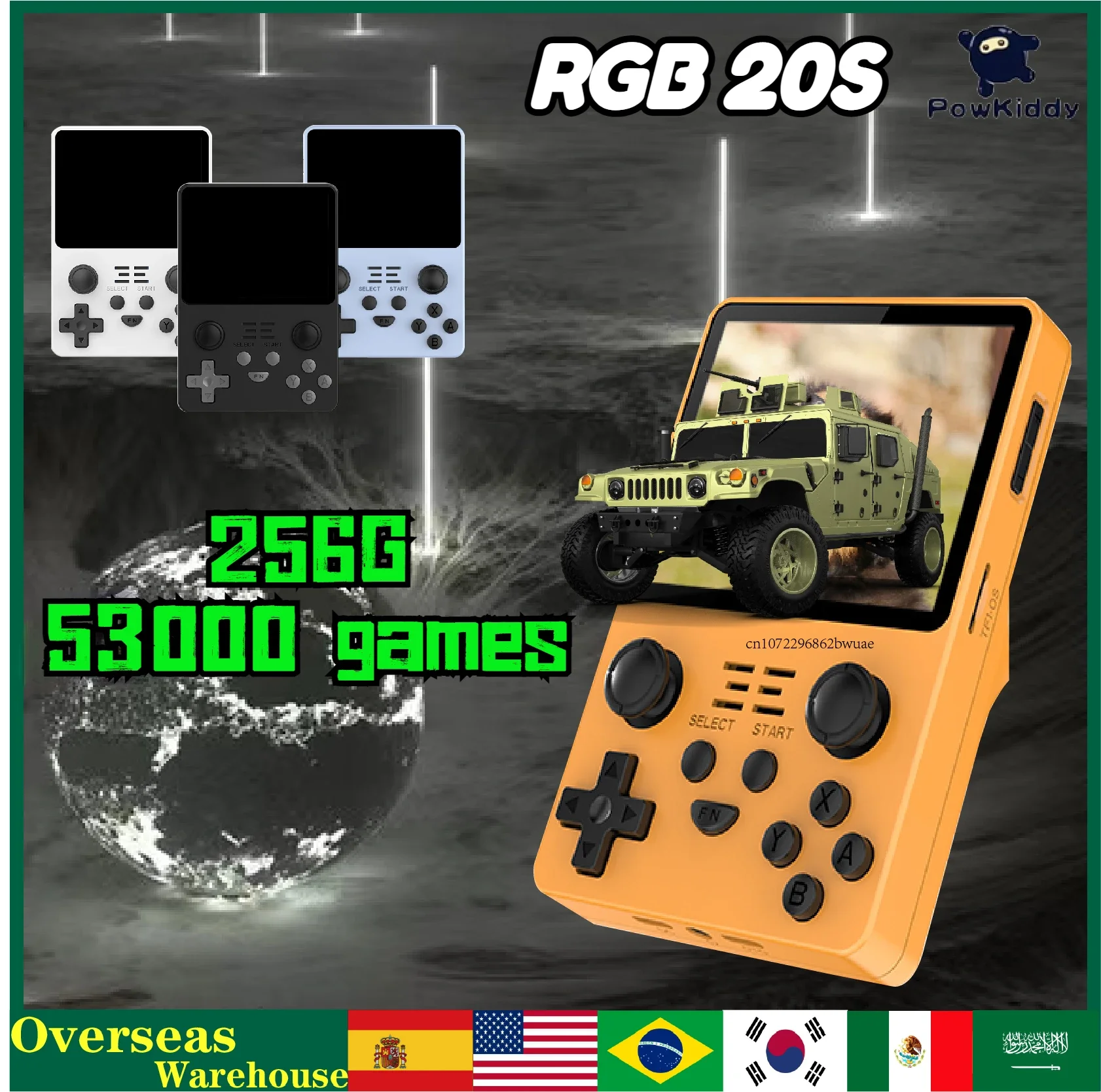 POWKIDDY RGB20S  Handheld Retro Game Console HD Dual Card 3.5-Inch 4:3 IPS Screen Open Source System Gifts 53000 Games Boy Gift