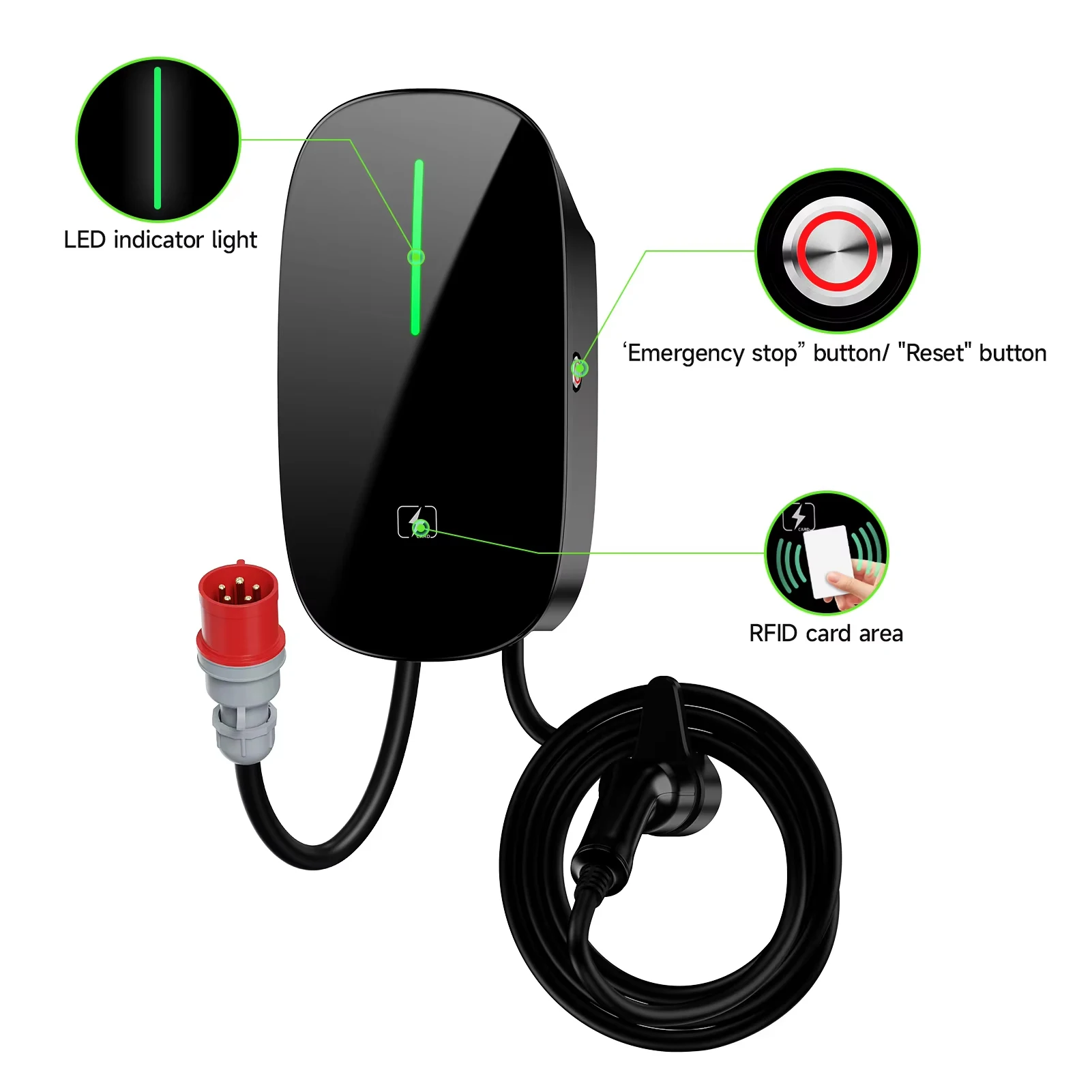 Stazione di ricarica per veicoli elettrici AFEEV 7.6/11/22KW Tipo 2 IEC 62196-2 Caricatore per auto elettriche 32A EVSE Wallbox Caricatore a parete con controllo tramite APP