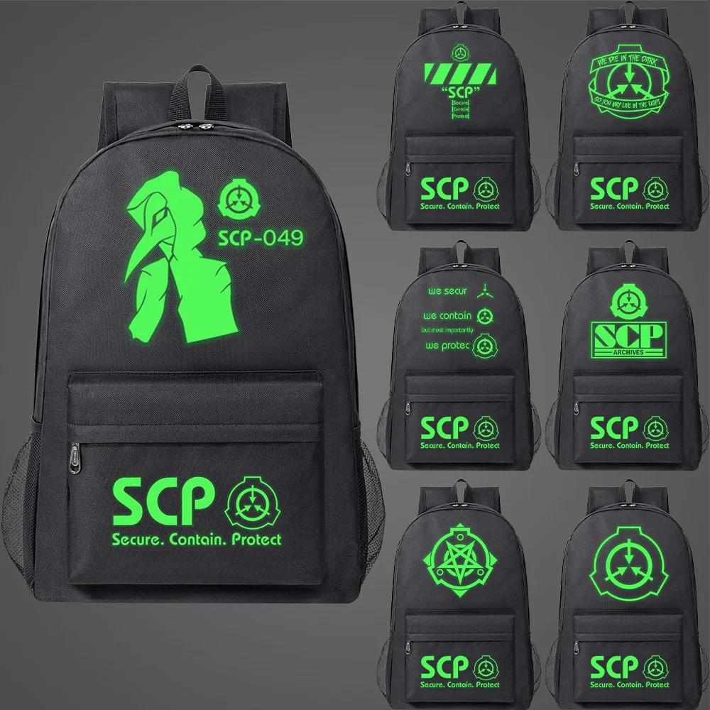 

SCP Foundation cool Fluorescent Luminous school bag Fashion Children Girl Boy Backpack Schoolbag teenager Laptop Shoulder Bag