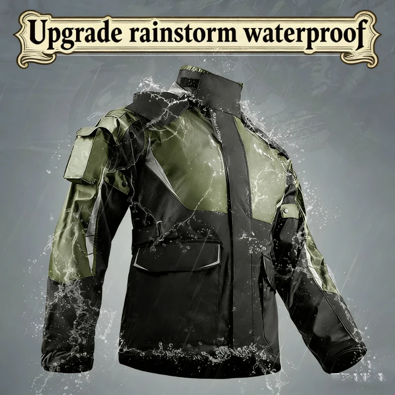 Men's Biker Riding Rain Protection Set Breathable PVC Waterproof Jacket & Trousers Ventilation Protection Clothing Accessories