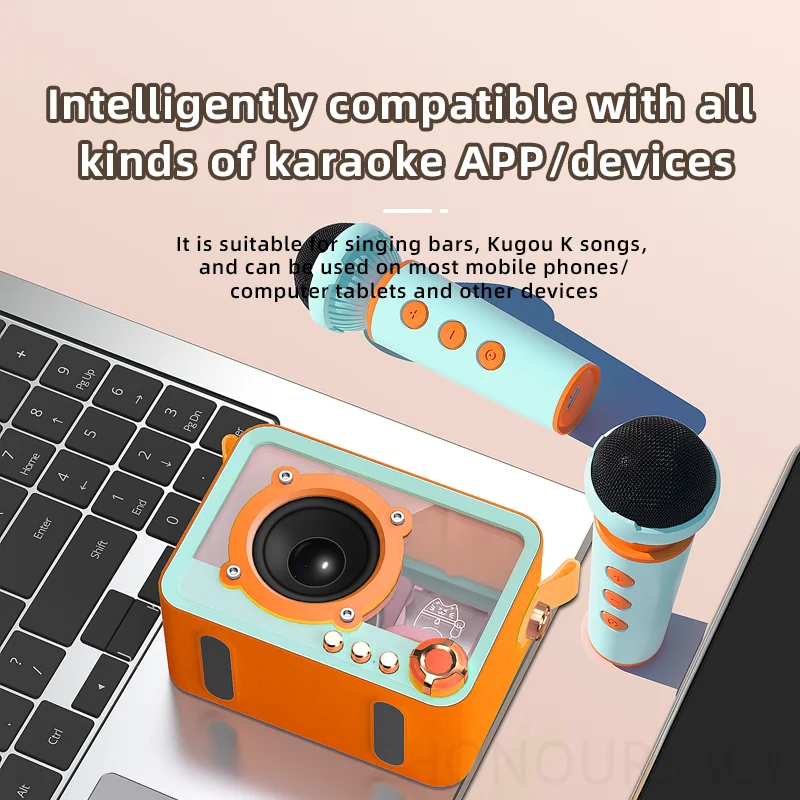 ลำโพงบลูทูธไร้สาย 5.3 พร้อมไมโครโฟนคู่ โปร่งใส ไฟอ่านหนังสือที่สะดวกสบาย สเตอริโอแบบพกพา คุณภาพเสียงไฮไฟ กล่องดนตรี