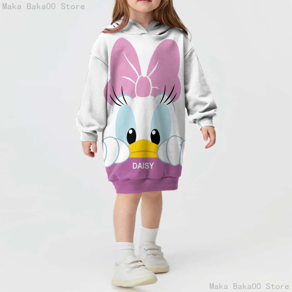 Disney sweatshirt girls long sleeve sweatshirt Donald Duck Daisy casual cartoon long sleeve hooded sweatshirt dress girls dress