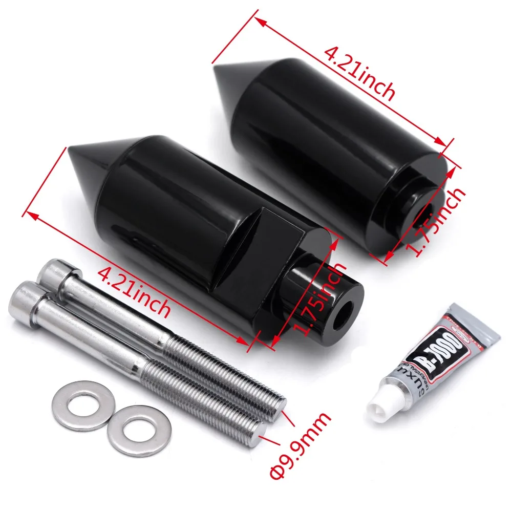 Billet Aluminum Spike Frame Sliders for 2004-2005 Suzuki GSXR600 GSXR750 GSXR 04-05 Aftermarket Motorcycle Parts Black/Chrome