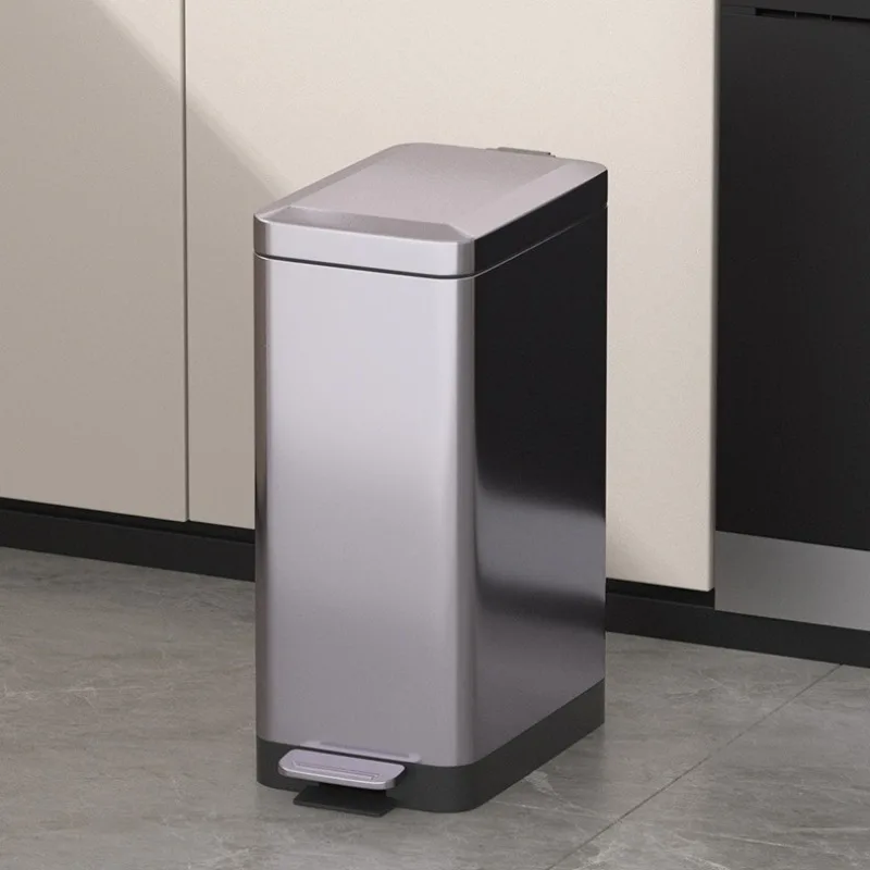 Stainless Steel Wastebin Luxury Bathroom Pedal Trash Can Large Capacity Wastebasket Food Waste Disposal Trash Bins Kitchen