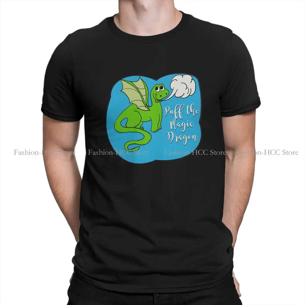 Puff The Magic Dragon O Neck TShirt Dragon Design Original Polyester T Shirt Men Tops Individuality